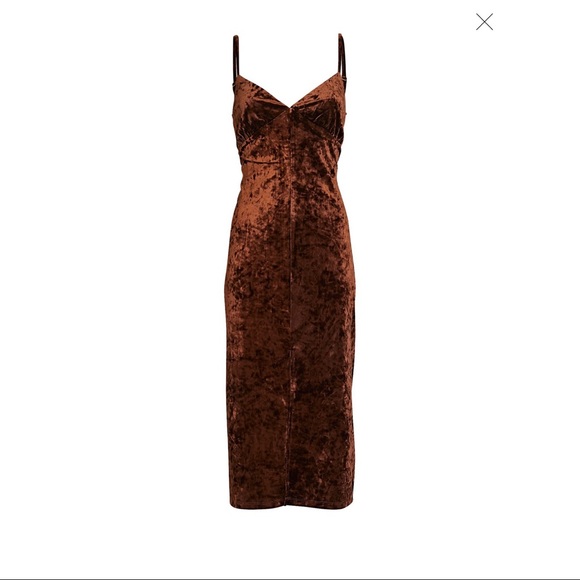 WE WORE WHAT Velvet Slip Dress / Brown / Size: Small - Picture 5 of 6